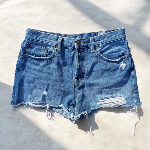 Free People We The Free Sofia Distressed Cutoff Denim Shorts - 29 - Picture 7 of 11